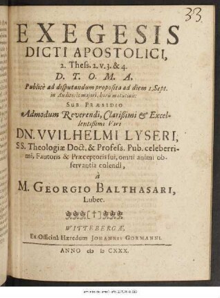 Exegesis Dicti Apostolici, 2. Thess. 2. v. 3. & 4.
