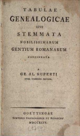 Tabulae Genealogicae Sive Stemmata Nobilissimarum Gentium Romanarum Concinnata