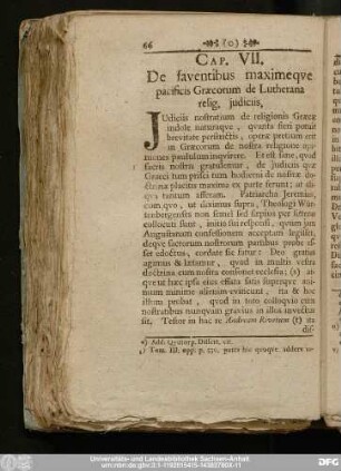 Cap. VII. De saventibus maximeque pacificis Graecorum de Lutherana relig. iudiciis.