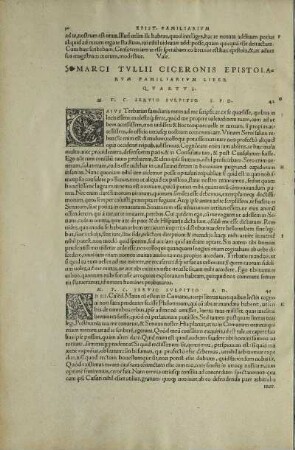Marci Tvllii Ciceronis Epistolarvm Familiarivm Liber Quartvs.