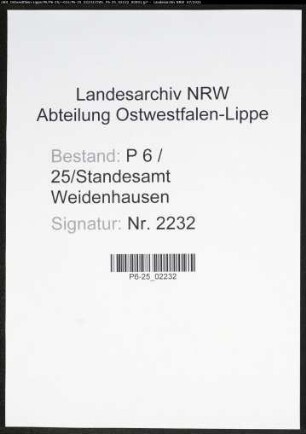 Heiratsregister Standesamt Weidenhausen