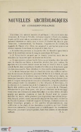 Nouvelles archéologiques et correspondance