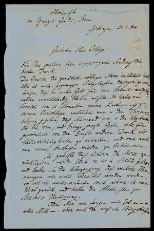 Nr. 3: Brief von Paul de Lagarde an Ignazio Guidi, in einer Abschrift von Anna de Lagarde, Göttingen, 21.1.1884
