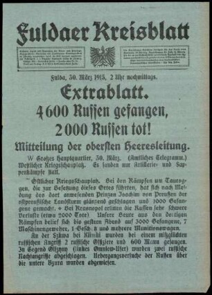 Ausgabe vom Dienstag, den 30. März 1915.