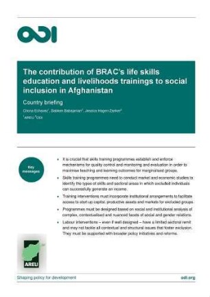 The contribution of BRAC’s life skills education and livelihoods trainings to social inclusion in Afghanistan