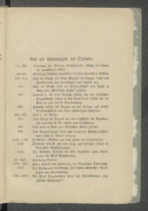 Aus der Lehraufgabe der Quinta: