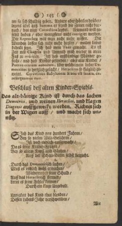 Beschluß deß alten Kinder-Spiehls.