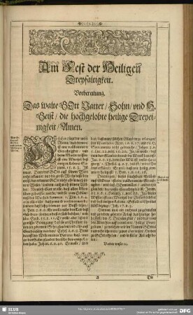 Am Fest der Heiligen Dreyfaltigkeit