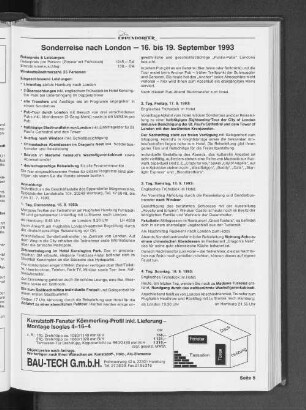 Sonderreise nach London - 16. bis 19. September 1993