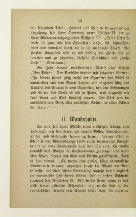 II. Wanderjahre
