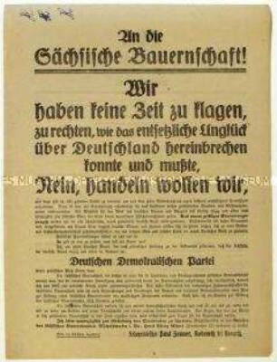 Aufruf zur Bildung des Sächsischen Bauernbundes