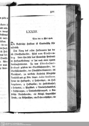 LXXIII. Wien den 2. Mai 1806