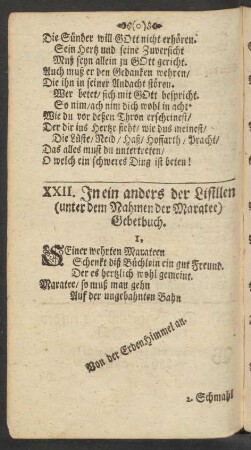XXII. In ein anders der Lisillen (unter dem Nahmen der Maratee) Gebetbuch