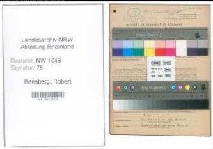 Entnazifizierung Robert Bensberg , geb. 04.04.1909 (Stadtangestellter)