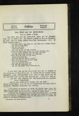 Jesu Wort von der Feindesliebe