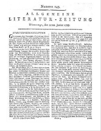 Kleine Reisen. Bd. 1. Lektüre für Reise-Dilettanten. [Hrsg. v. H. A. O. Reichard]. Berlin: Unger [1785]