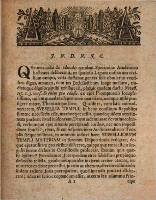 D. Friderici Philippi Tractatio iuridica de subselliis templorum, vulgo von Kirchen-Stühlen