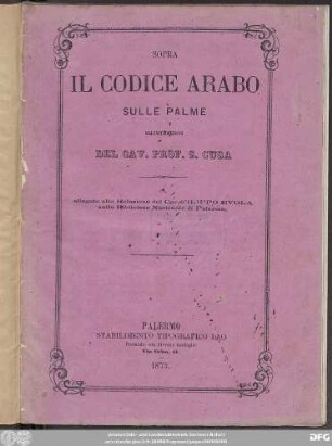 Sopra il codice arabo sulle palme