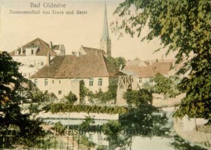 Trave mit Blick auf Blaues Haus und Peter-Paul-Kirche