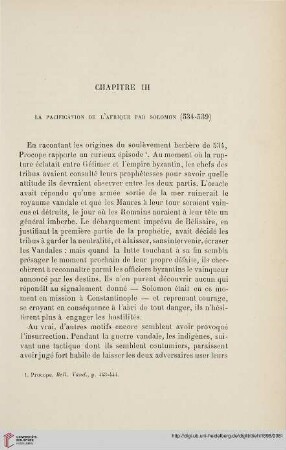 Chapitre III: La pacification de l'Afrique par Solomon (534-539)