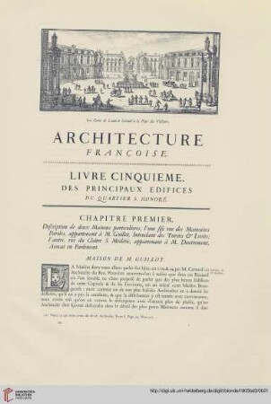 Livre cinquième: des principaux edifices du quartier S. Honoré