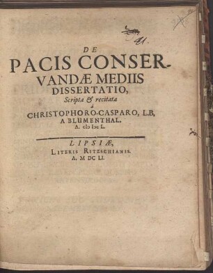 De pacis conservandae mediis dissertatio