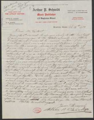 Brief an Charles G... Volkert : 19.02.1914