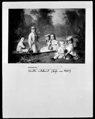 Sechs Kinder (Solms-Laubach?) in Landschaft