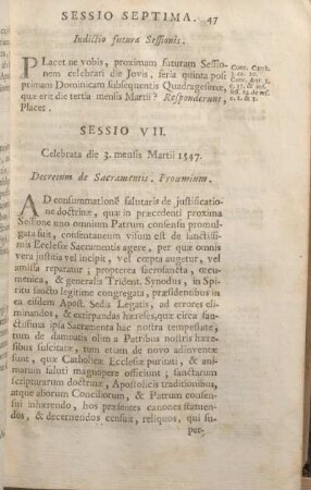 Sessio VII. Celebrata die 3. mensis Martii 1547. Decretum de Sacramentis Prooemium.