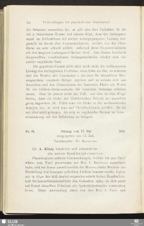 No. 10. Sitzung vom 22. Mai 1885