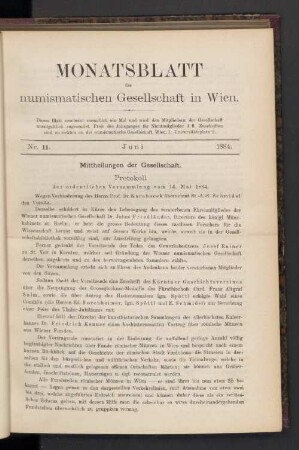 Nr. 11. Juni 1884