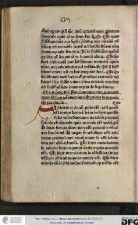 De 8 precepto scilicet Non loquaris contra proximum tuum falsum testimonium, et primo de mendacio pernitioso. [Capitulum] 20.
