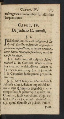 Caput. IV. De Judicio Camerali.