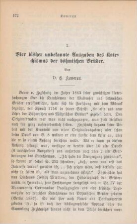 172-179 Vier bisher unbekannte Ausgaben des Katechismus der böhmischen Brüder