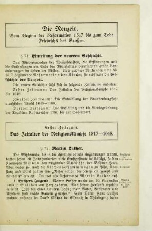 Die Neuzeit. Vom Beginn der Reformation 1517 bis zum Tode Friedrichs des Großen