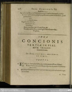 Idea Concionis Tertiae In Psalmum Trigesimum tertium