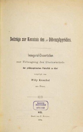 Beiträge zur Kenntnis des Beta-beta-Dibenzylpyridins