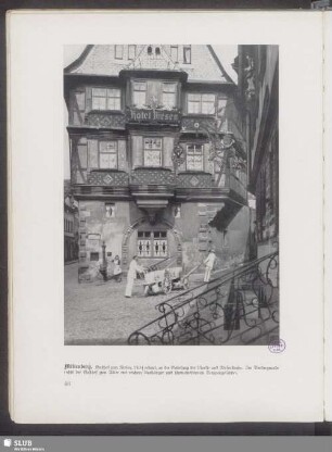Miltenberg. Gasthof zum Riesen, 1504 erbaut, an der Gabelung der Markt- und Riesenstraße