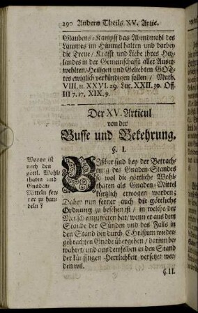 Der XV. Articul von der Busse und Bekehrung
