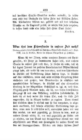 Was thut dem Lehrerstande in unserer Zeit noth?