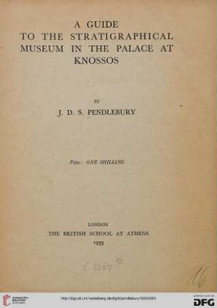 A guide to the Stratigraphical Museum in the Palace at Knossos