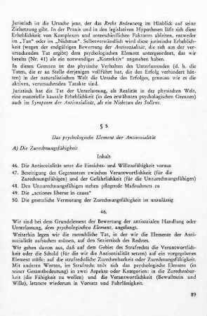 § 5: Das psychische Element der Asozialität