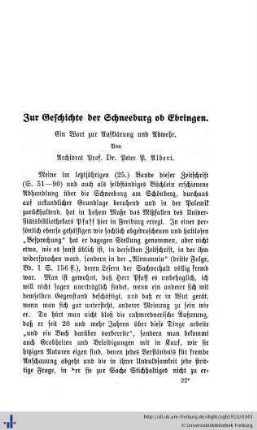 Zur Geschichte der Schneeburg bei Ebringen.
