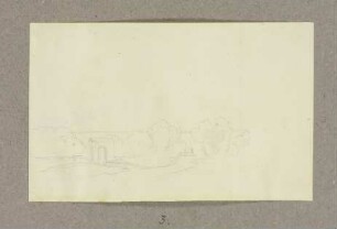 Landschaft mit einem kleinen Gebäude