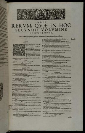 Index Rerum, Quæ In Hoc Secundo Volumine Continentur.