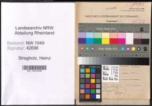 Entnazifizierung Heinz Stragholz , geb. 19.03.1915 (Beamter)