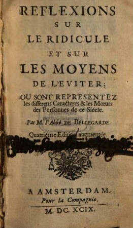 Reflexions sur le ridicule et sur les moyens de l'eviter