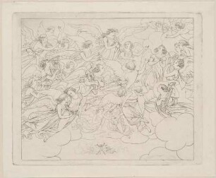 Zu Goethes "Faust II", Blatt 11: Glorie II (Engel schweben mit Fausts Unsterblichem daher)