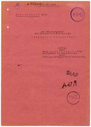 Angeklagter: Reichenbach, Georg (Ortsbauernführer); Oberglottertal *11.11.1898 in Oberglottertal; + ? Delikt: Verbrechen gegen die Kriegswirtschaftsverordnung Schwarzschlachtung Tatort: Oberglottertal Tatzeit: März 1942