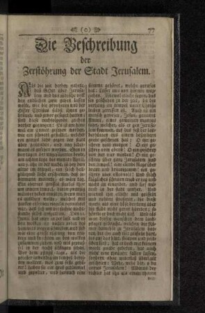 Die Beschreibung der Zerstöhrung der Stadt Jerusalem.